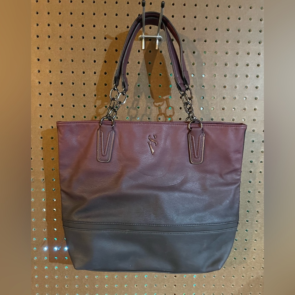 Two-Tone Leather Tote Bag